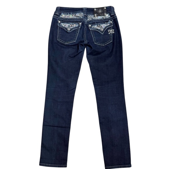 Miss Me Easy Skinny Stretch Jean 28 long rhinestone sequin embellishments - Picture 4 of 9